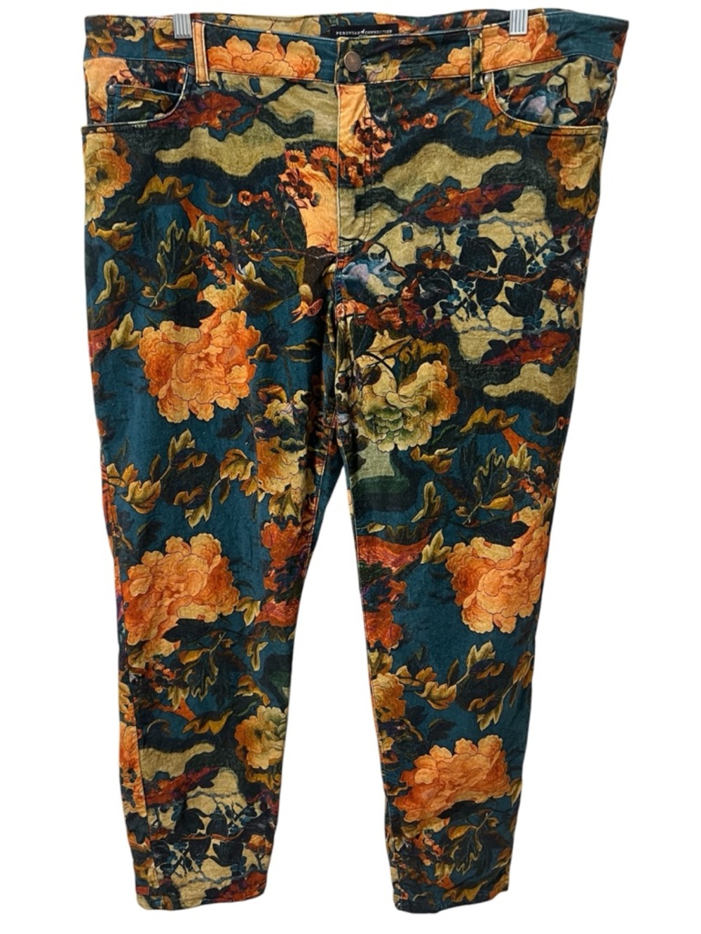Peruvian Connection Aegean Dynast Velveteen Pants 18 Multicolor Floral